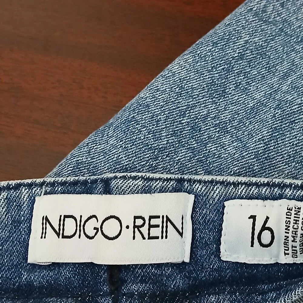 Indigo Rein Jeans 16 80s Style High Rise Waist Stone Washed Mom Stretch